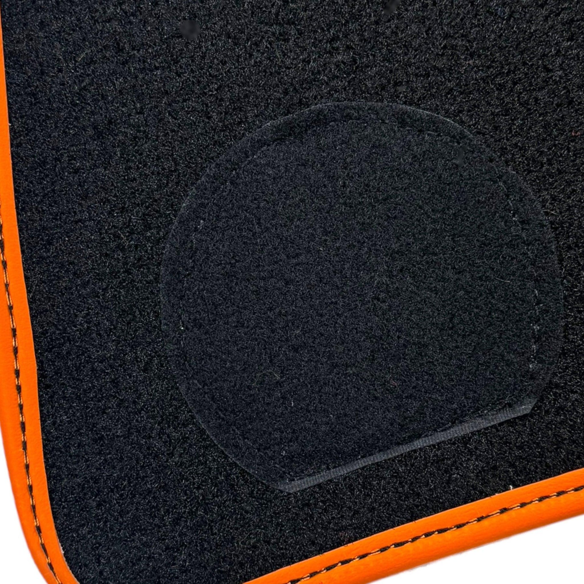 Black Sheepskin Floor Mats for Rolls-Royce Phantom VIII (2017-2024) Orange Leather Trim - AutoWin