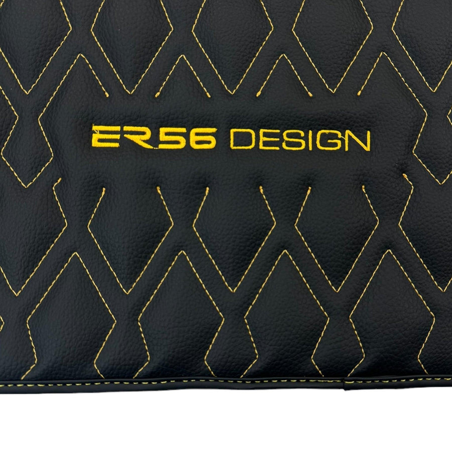 Black Leather Floor Mats for Rolls-Royce Shadow (1965-1977) ER56 Design - AutoWin