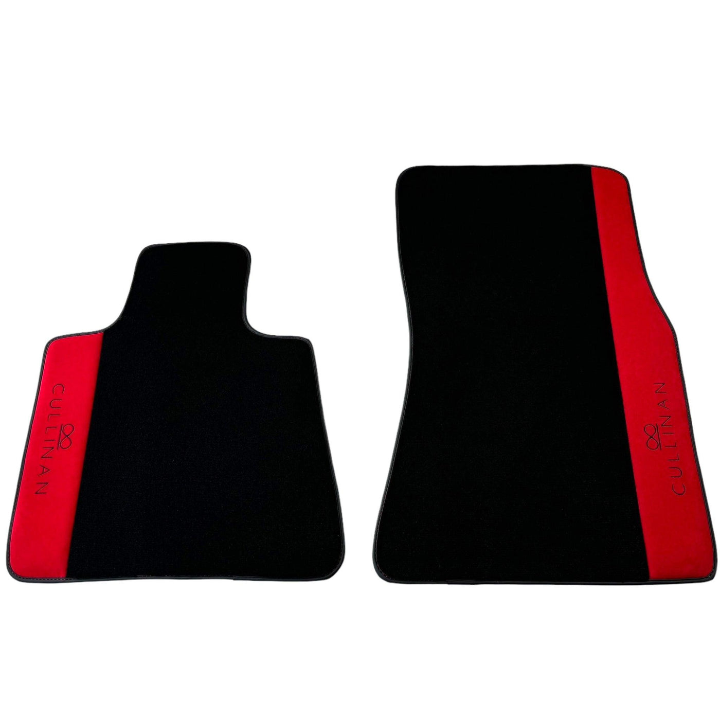 Black Floor Mats for Rolls Royce Cullinan with Red Alcantara Leather - AutoWin