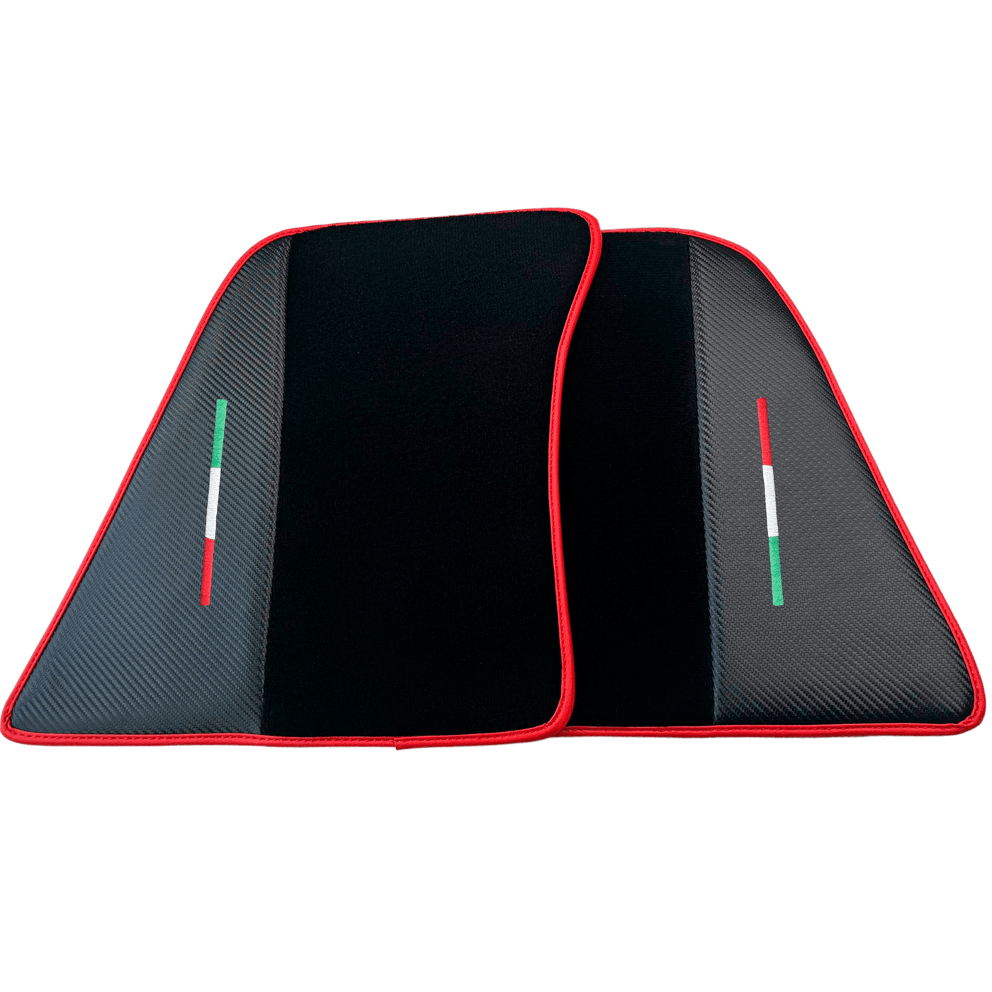 Black Floor Mats for Ferrari 296 GTS (2022-2024) with Carbon Fiber | Red Trim - AutoWin