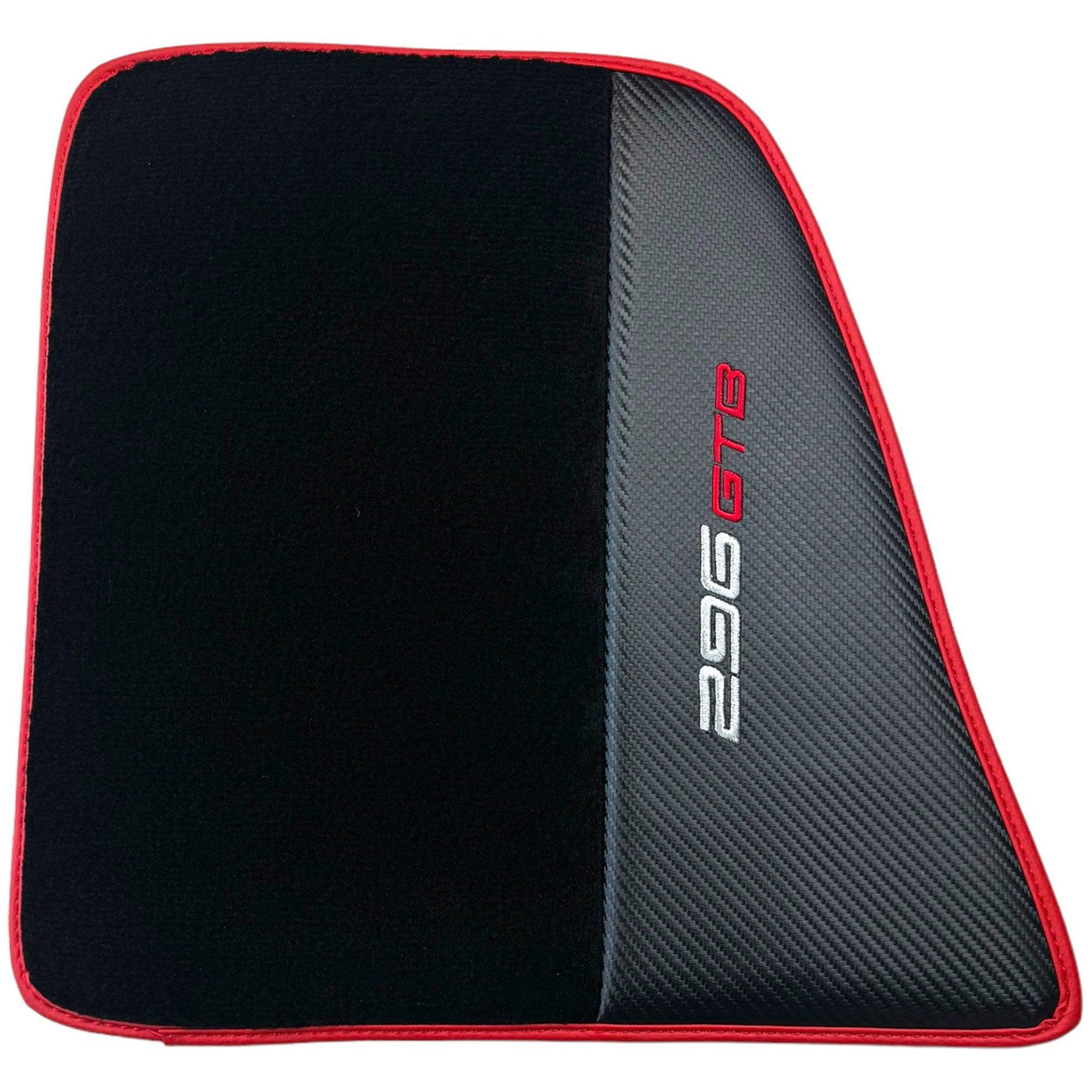 Black Floor Mats for Ferrari 296 GTB (2022-2024) with Carbon Fiber | Red Trim - AutoWin