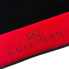 Black Floor Mats for Rolls Royce Cullinan with Red Alcantara Leather - AutoWin
