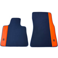 Dark Blue Floor Mats for Rolls Royce Cullinan with Orange Leather - AutoWin