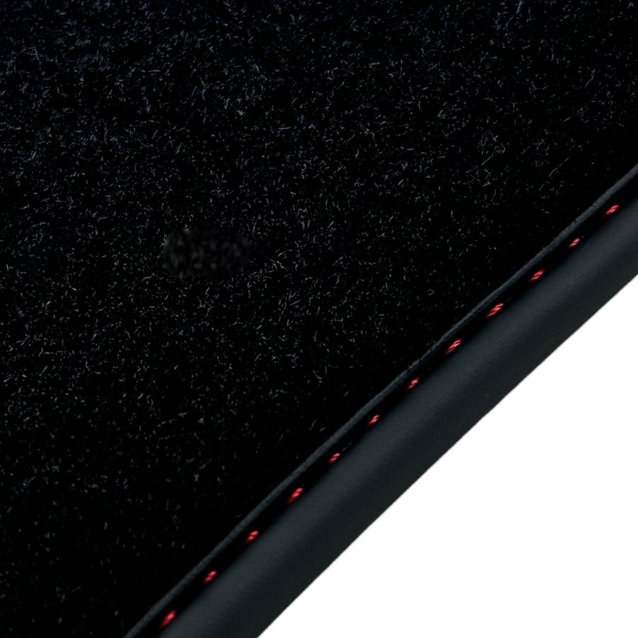 Black Floor Mats for Ferrari Roma (2021-2024) with Red Alcantara Leather - AutoWin