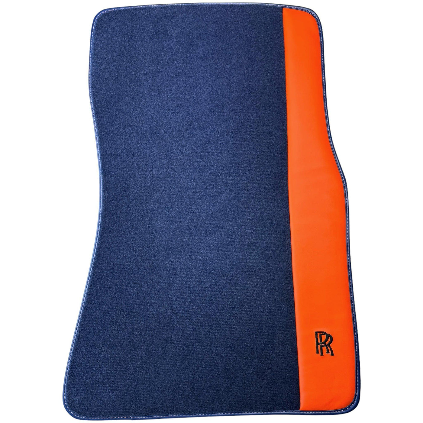 Dark Blue Floor Mats for Rolls Royce Cullinan with Orange Leather - AutoWin