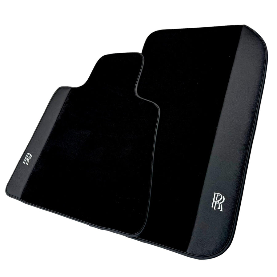 Black Floor Mats for Rolls Royce Cullinan with Black Leather - AutoWin