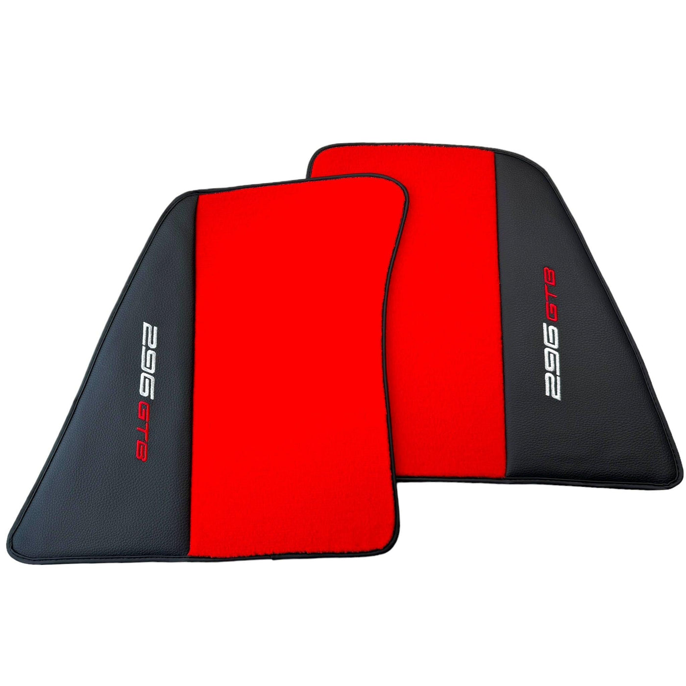 Red Floor Mats for Ferrari 296 GTB (2022-2024) with Leather - AutoWin