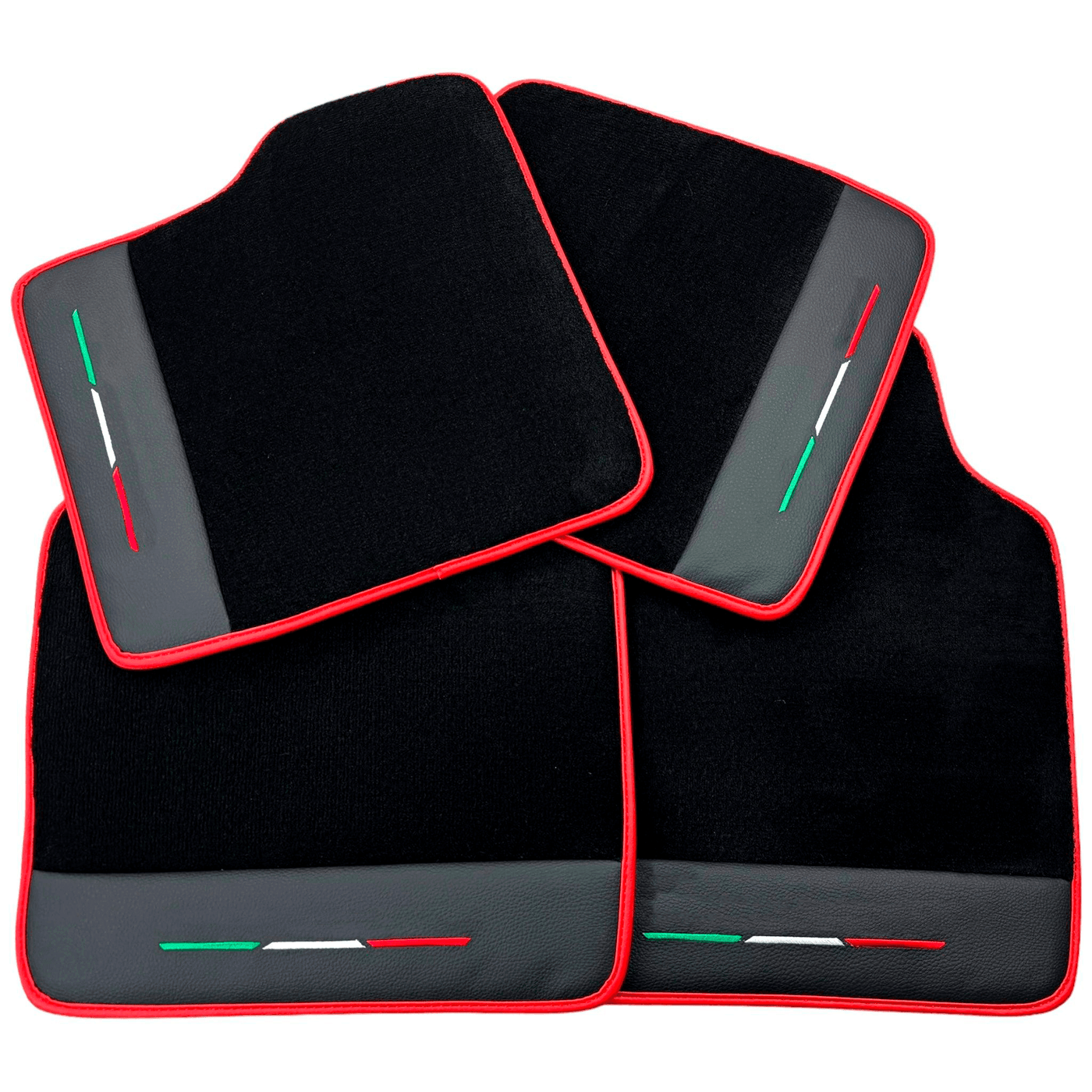 Black Floor Mats for Ferrari Purosangue with Leather and Red Trim | Italian Edition - AutoWin