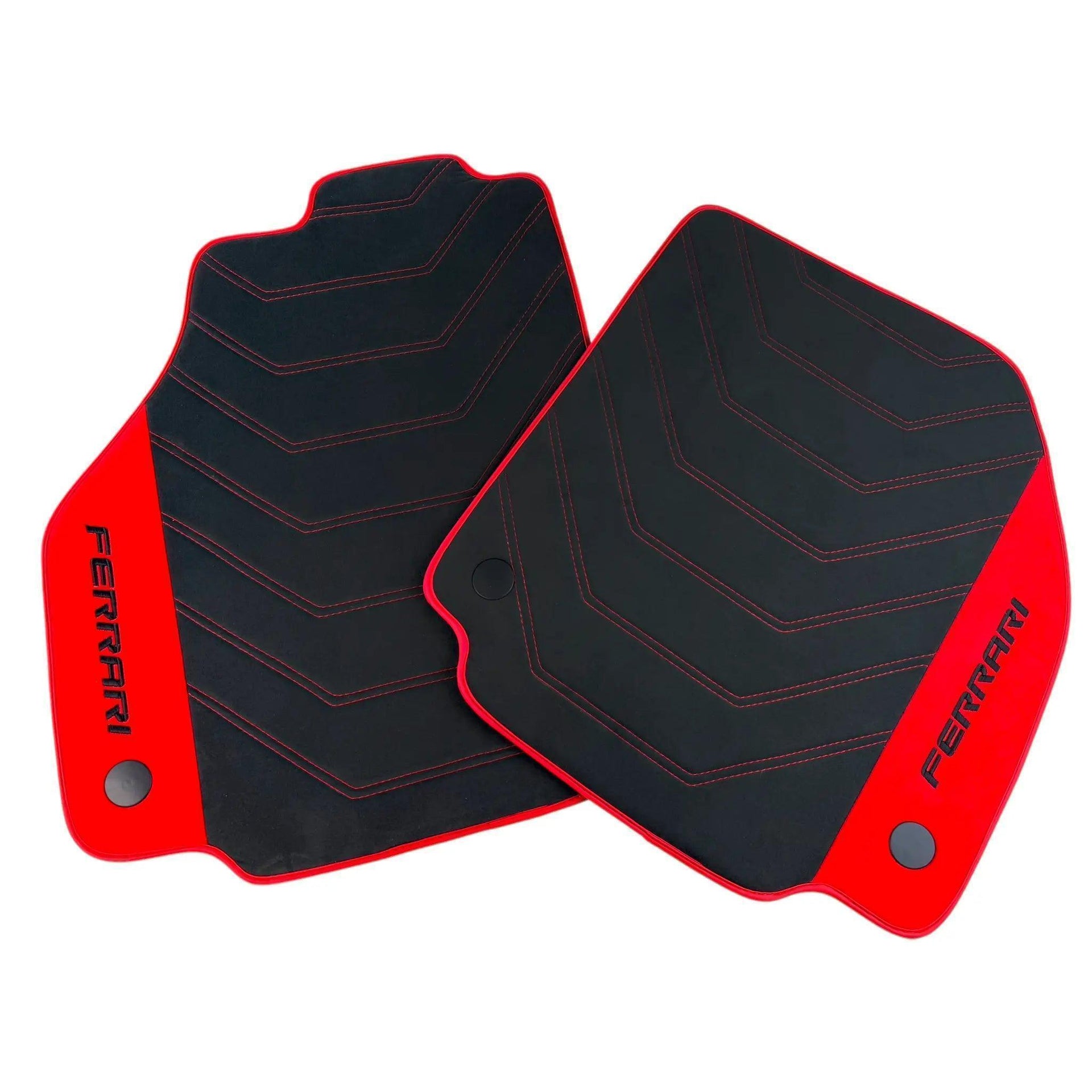 Alcantara Black Floor Mats for Ferrari 458 Spider (2012-2015) with Red Alcantara