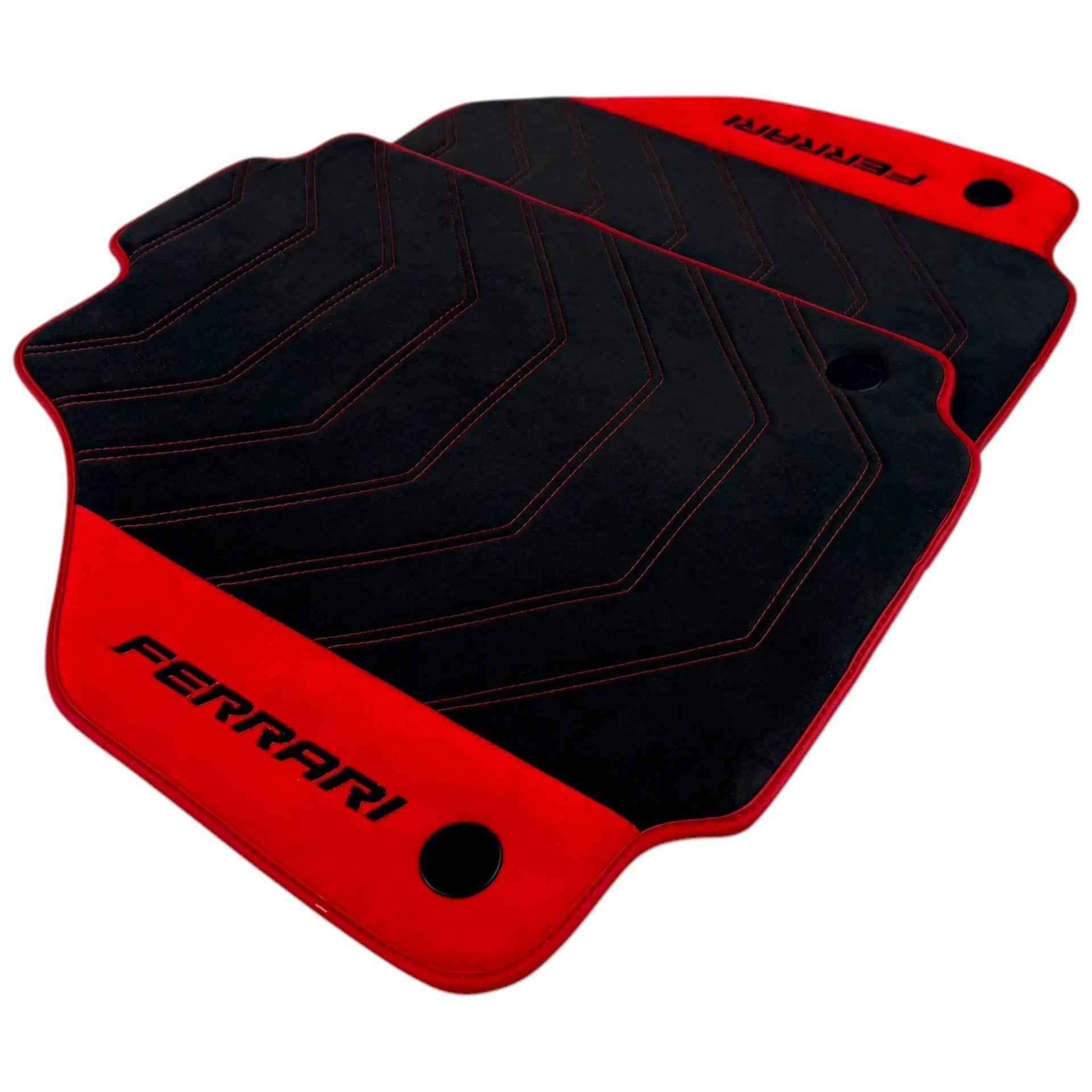 Alcantara Black Floor Mats for Ferrari 458 Spider (2012-2015) with Red Alcantara
