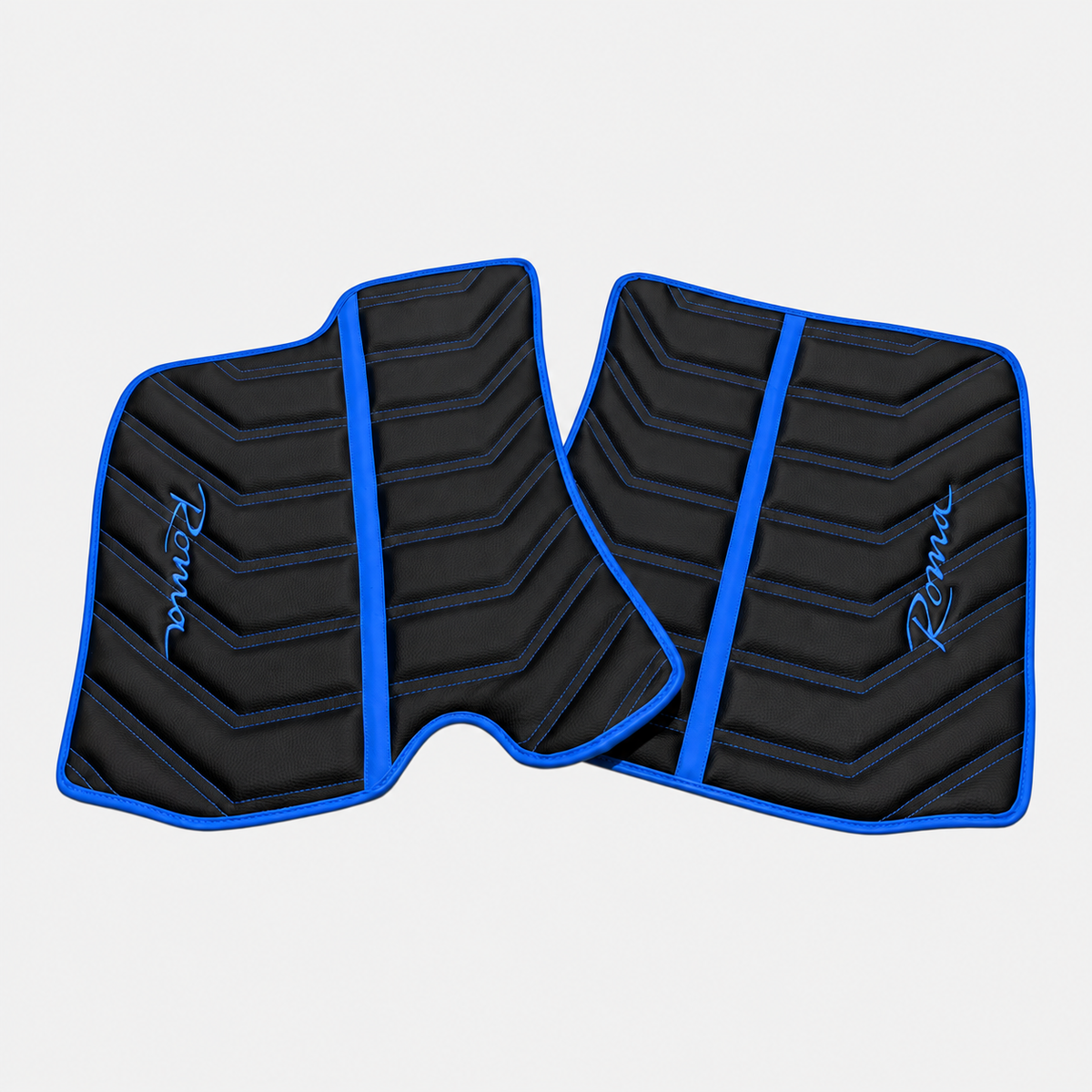 Black Leather Floor Mats for Ferrari Roma (2021-2027) Yellow Sewing