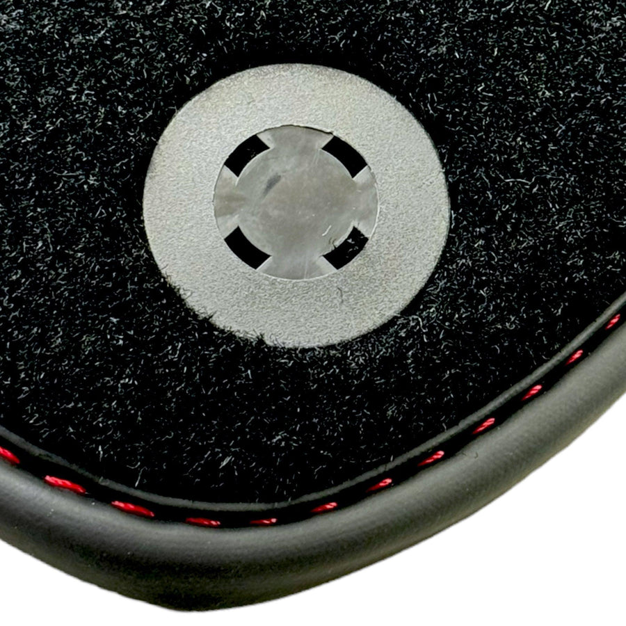 Black Floor Mats for Ferrari Roma (2021-2024) with Red Alcantara Leather - AutoWin