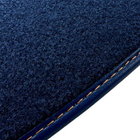 Dark Blue Floor Mats for Rolls Royce Cullinan with Orange Leather - AutoWin
