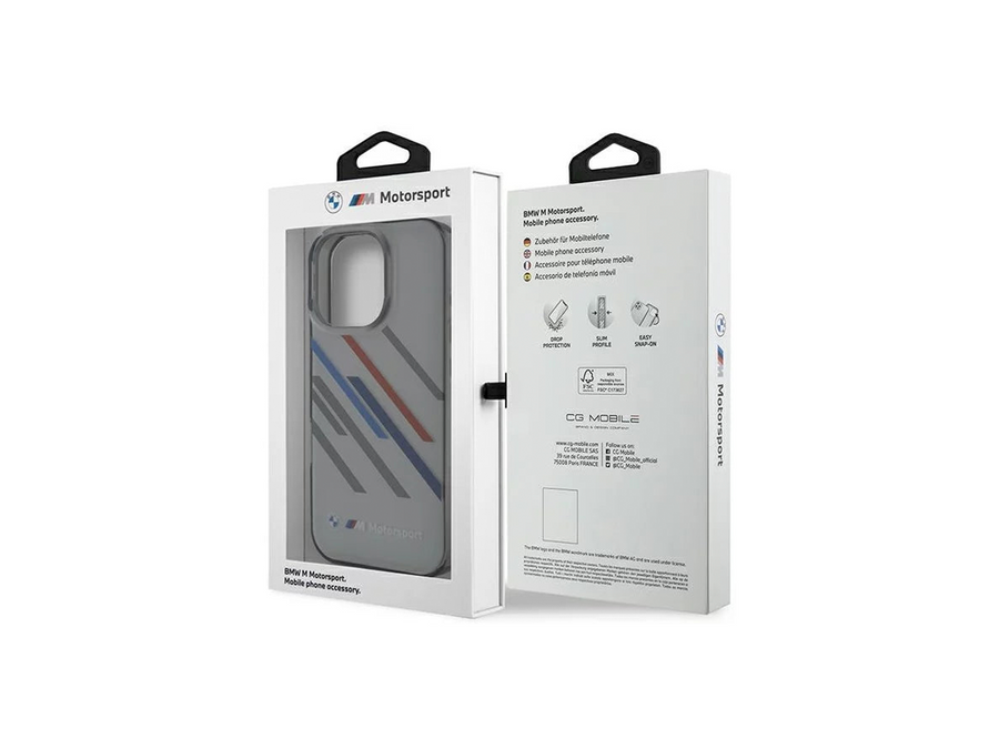 Grey BMW Motorsport IML Random Stripes Hardcase for iPhone 16 Pro (6.3")