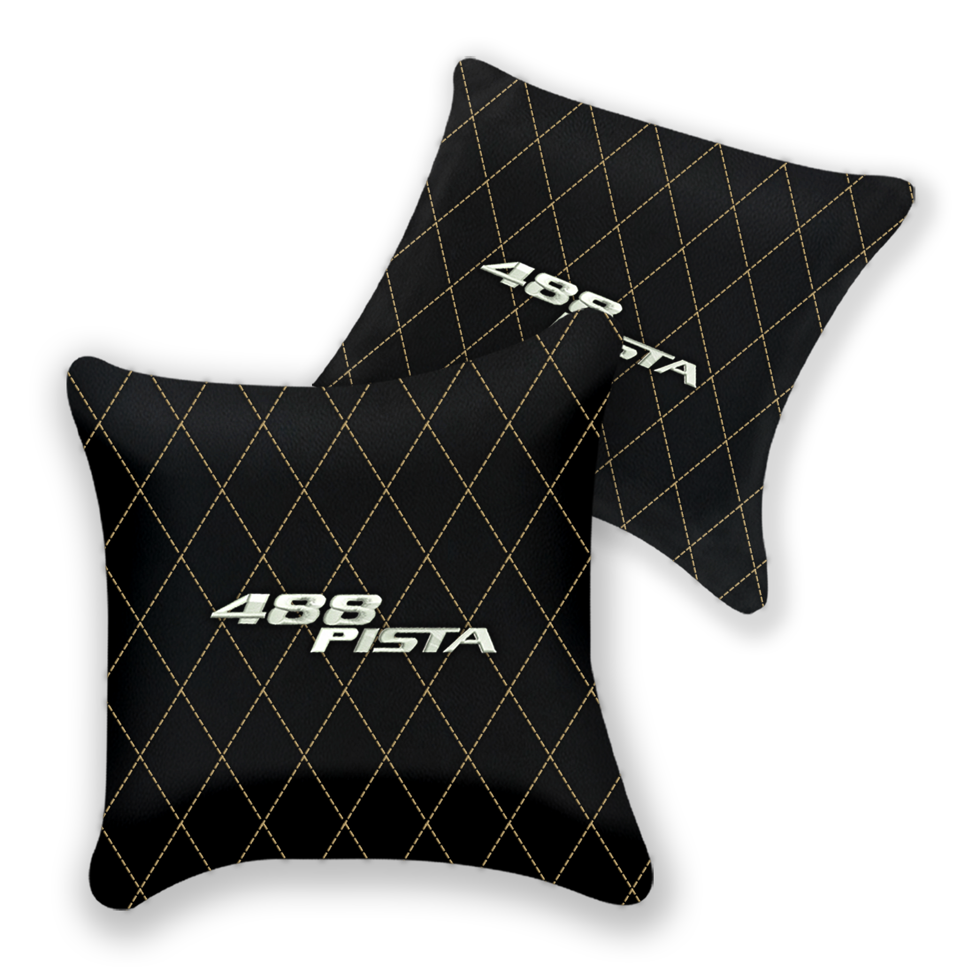 Customizable Black Leather Pillows for Ferrari 488 GTB (2016-2022)