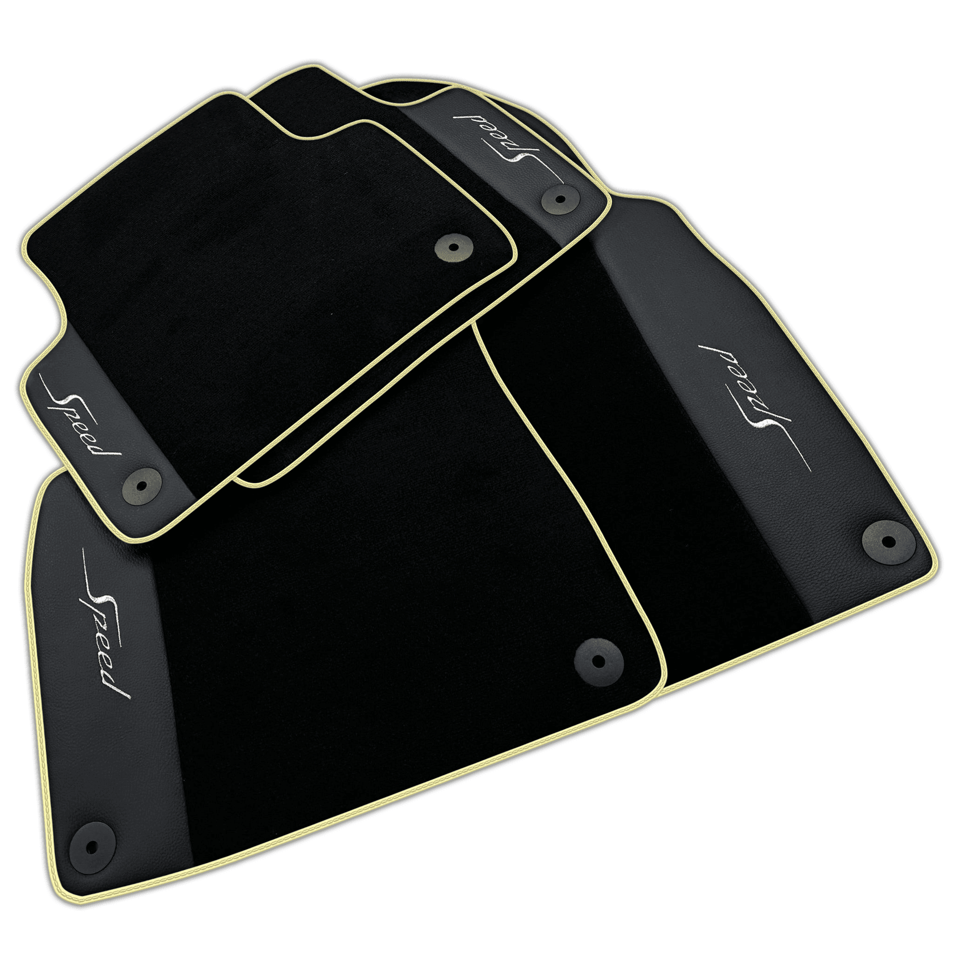Black Floor Mats for Bentley Flying Spur (2005-2013) with Leather | Various Trim Colors