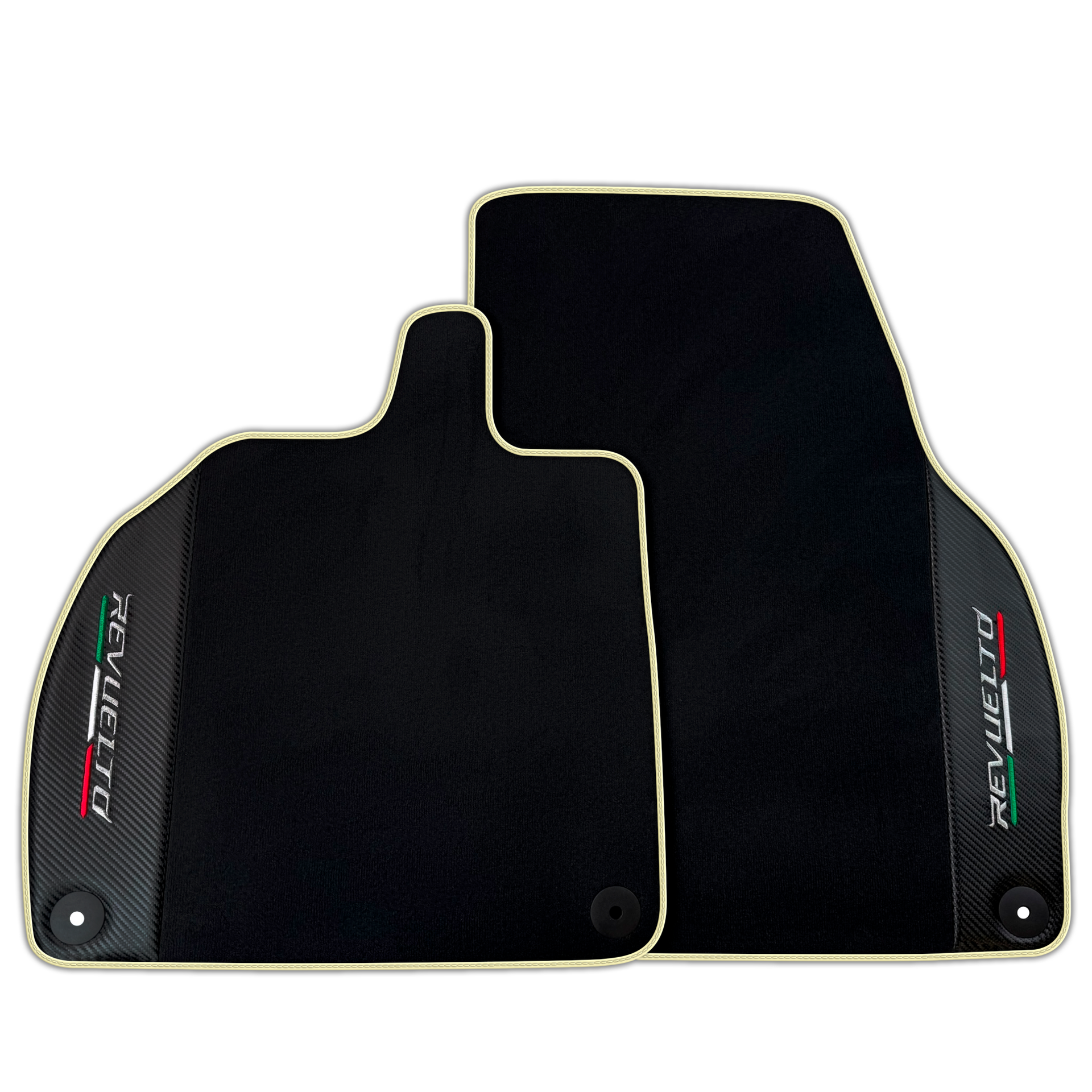 Black Floor Mats with Carbon Fiber for Lamborghini Revuelto (2024-2025) | Various Trim Colors
