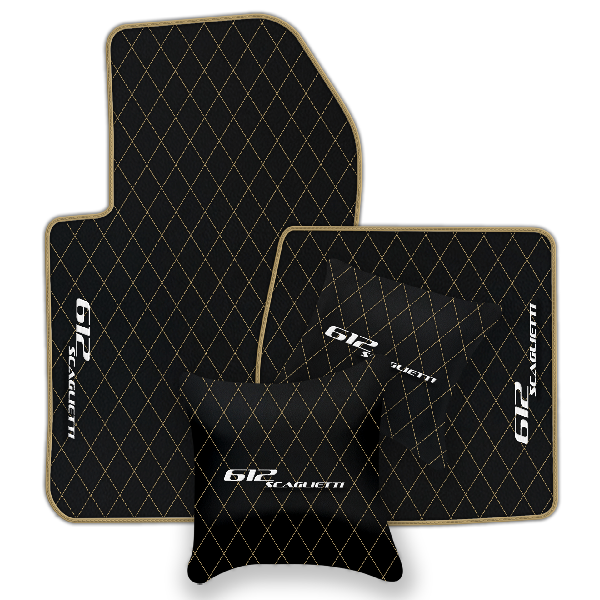 Luxury Black Leather Floor Mats for Ferrari 612 Scaglietti (2005-2011)