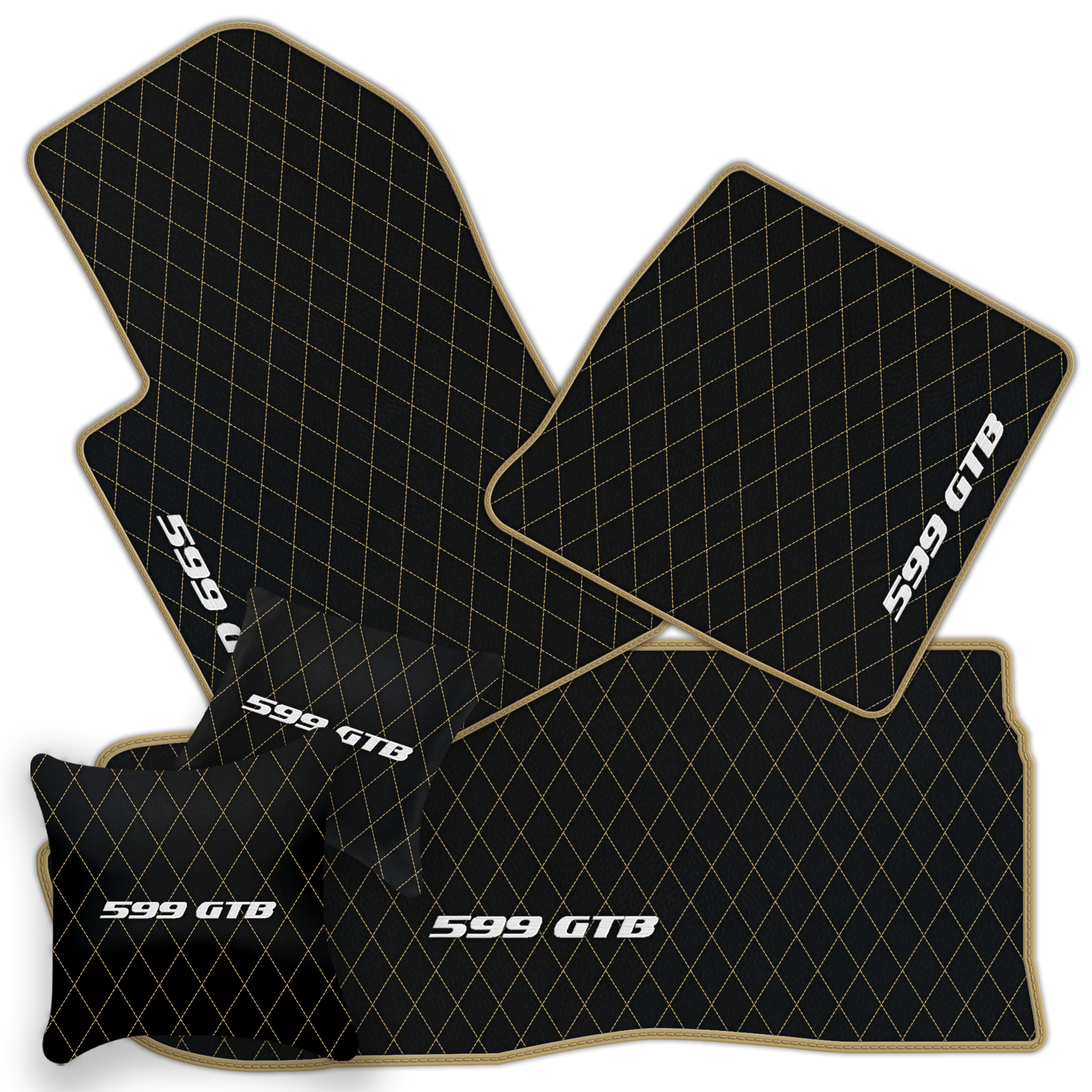 Custom Black Leather Floor Mats for Ferrari 599 Coupe (2006-2012)