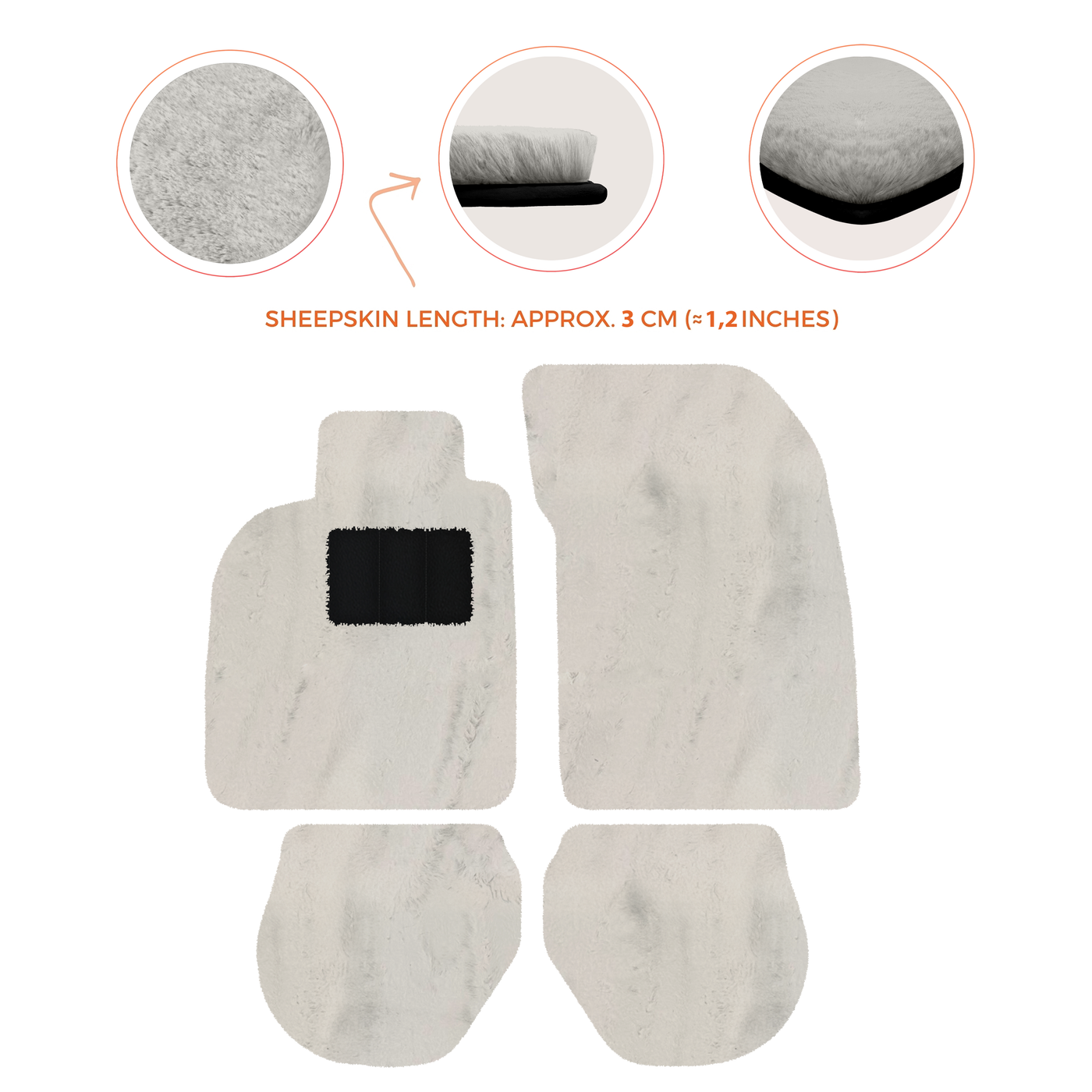 Sheepskin Floor Mats for Porsche 911-993 (1993-1998) - Sheepskin Length, Various Color Options