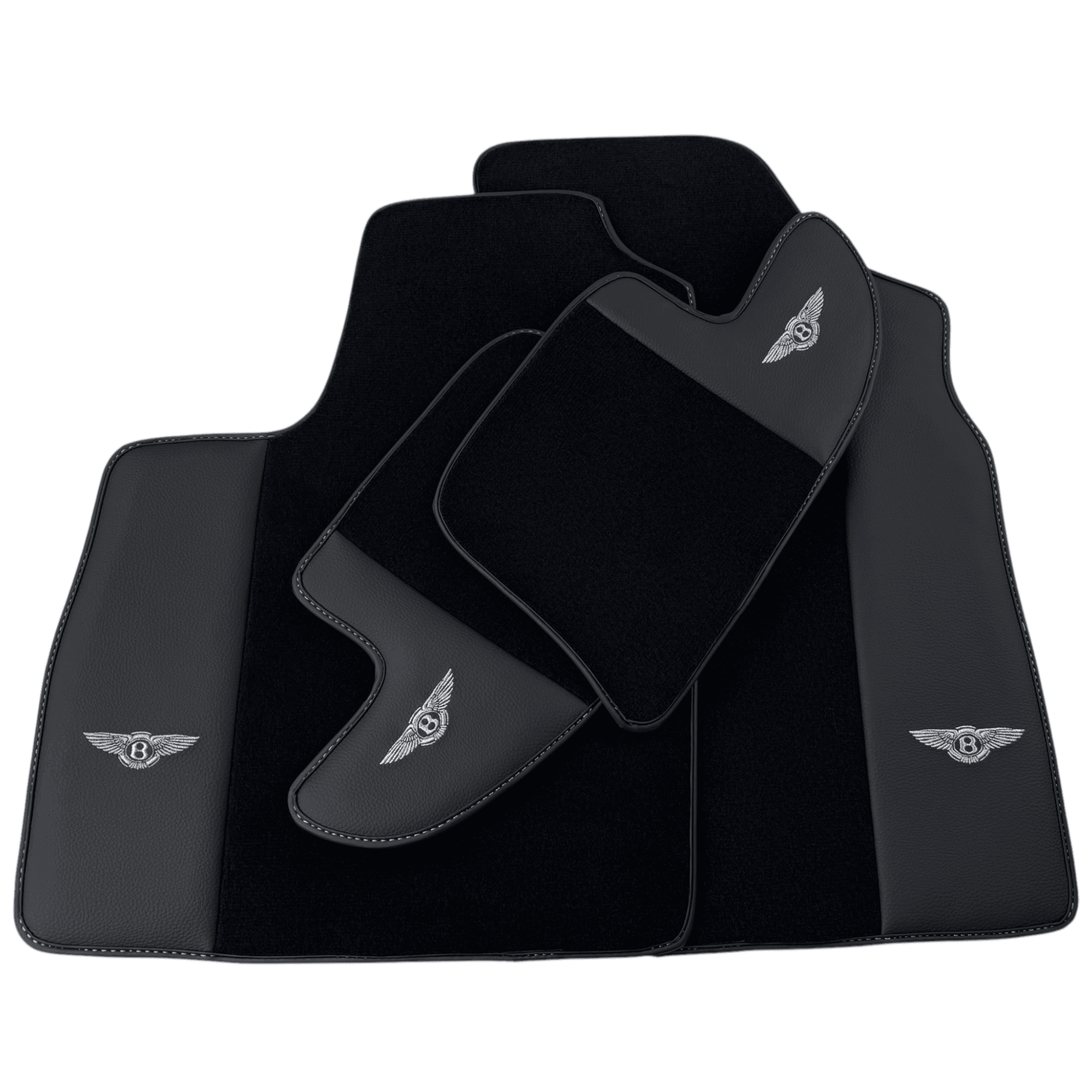 Black Floor Mats for Bentley Continental GT (2003-2011) with Leather