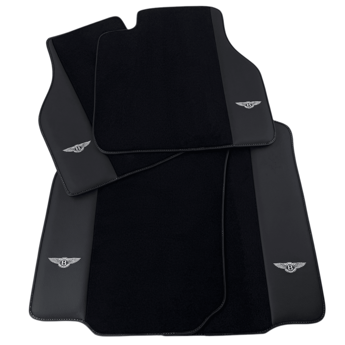 Black Floor Mats for Bentley Flying Spur (2013-2019) with Leather