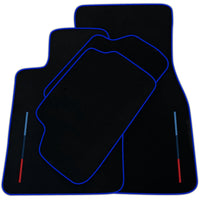 Black Floor Mats For BMW U06 (2022-2026) With 3 Color Stripes Tailored Set Perfect Fit | Various Trim Colors
