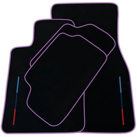 Black Floor Mats For BMW G60 (2023-2026) Sedan With 3 Color Stripes Tailored Set Perfect Fit | Various Trim Colors