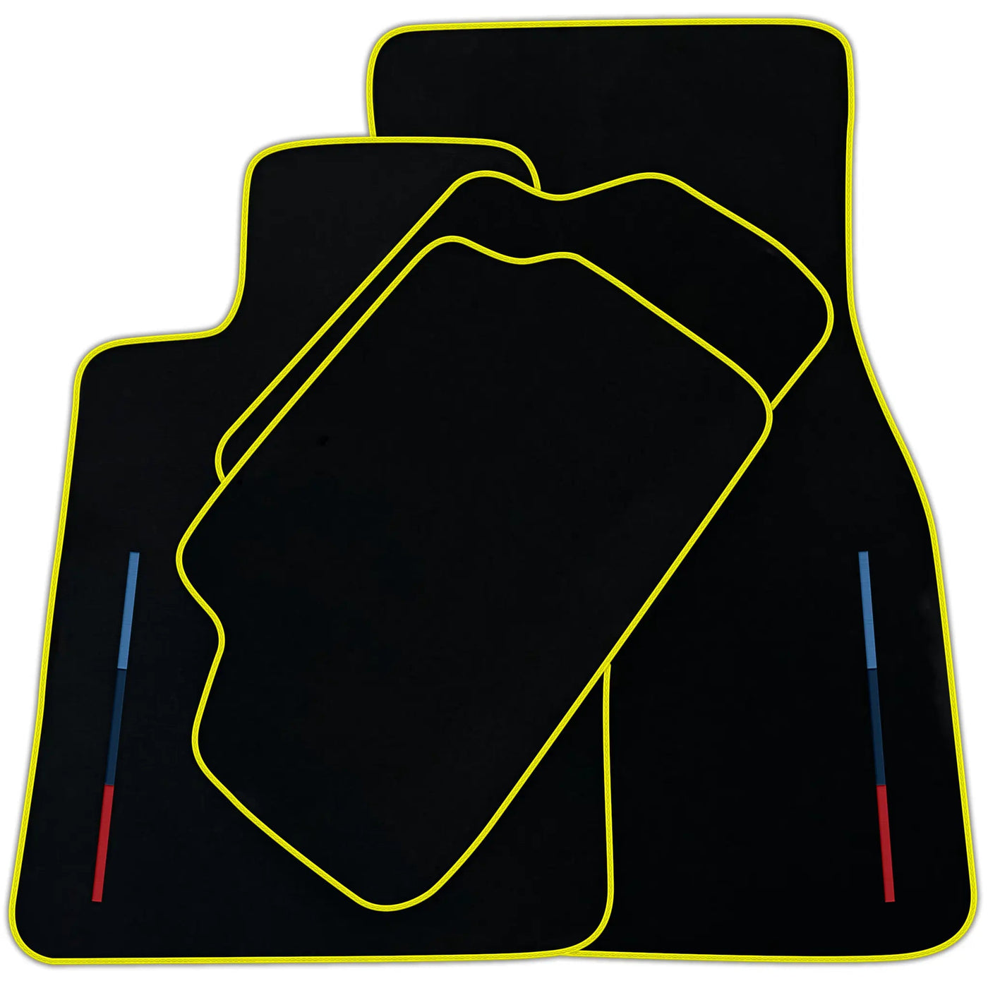 Black Floor Mats For BMW Gran Tourer F46 (2015-2022) 5 Seats With 3 Color Stripes Tailored Set Perfect Fit | Various Trim Colors