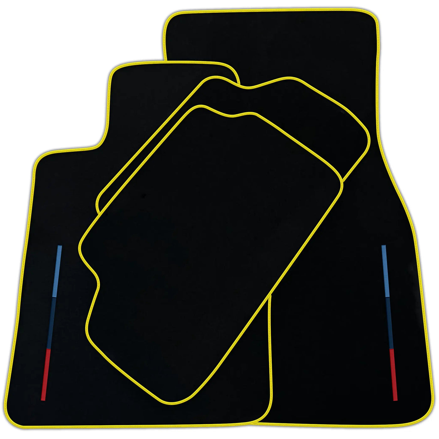 Black Floor Mats For BMW Gran Tourer F46 (2015-2022) 5 Seats With 3 Color Stripes Tailored Set Perfect Fit | Various Trim Colors