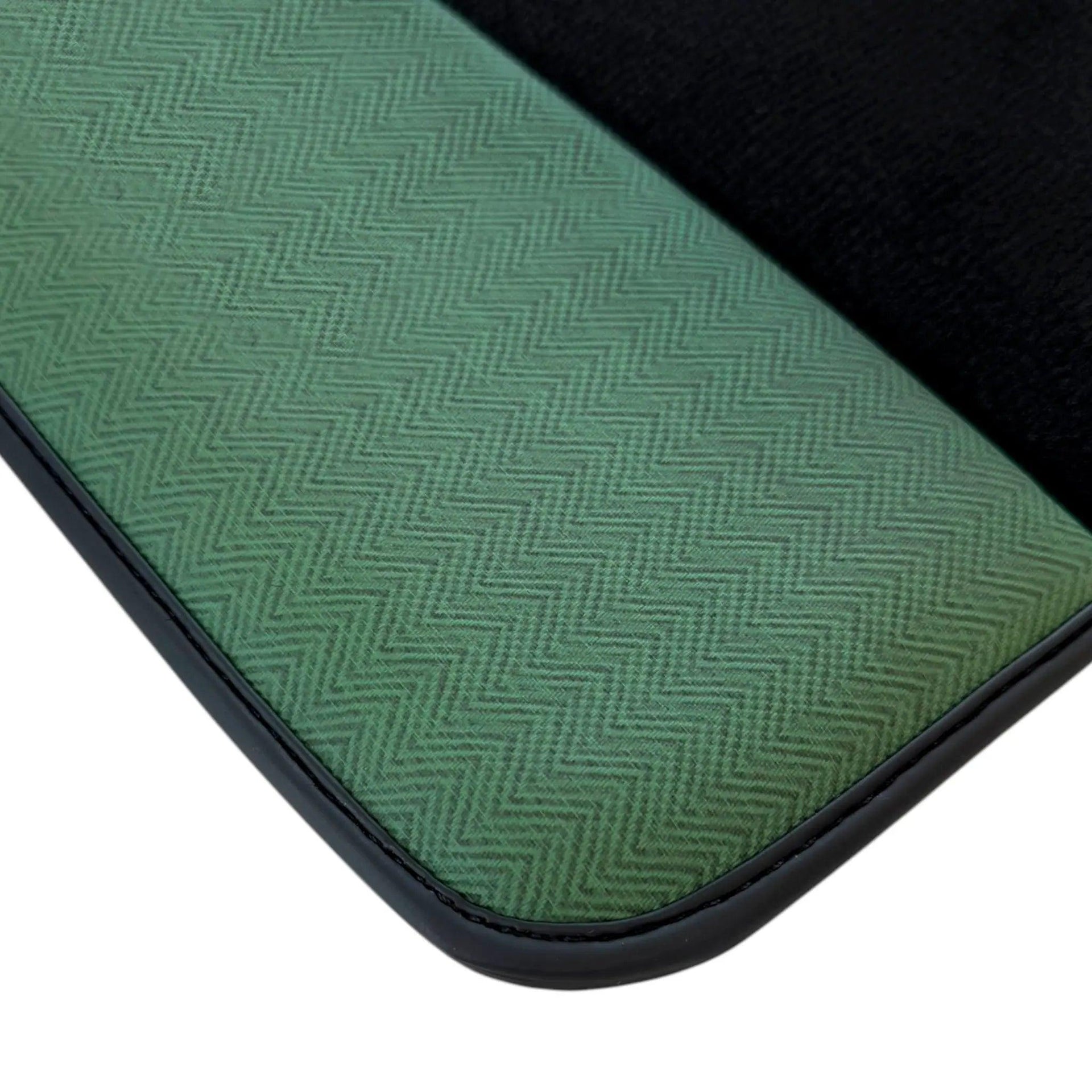 Black Floor Mats for BMW G61 (2023-2026) Touring | Green Leather Borders