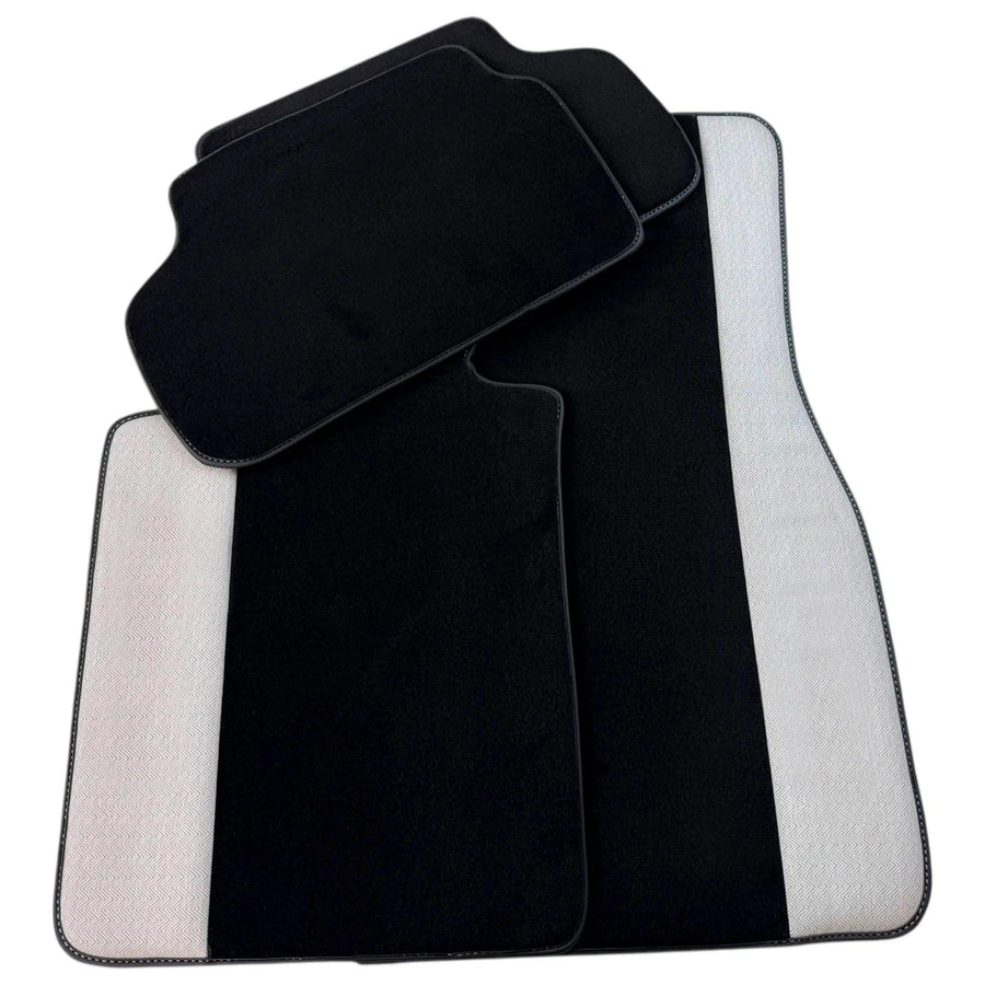 Black Floor Mats for BMW M3 G81 Touring (2022-2026) with Gray Leather Borders