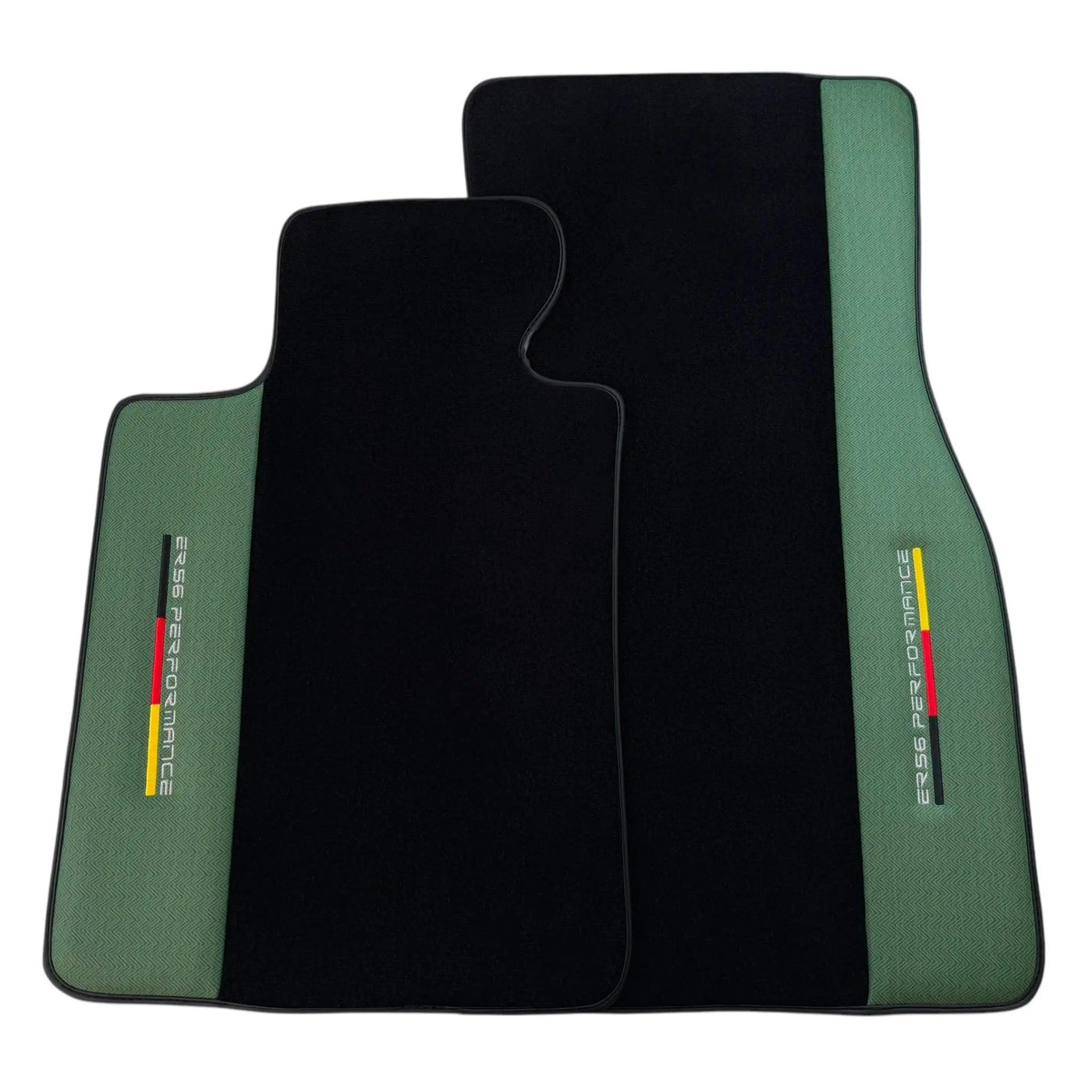 Black Floor Mats for BMW Gran Tourer F46 (2015-2022) 7 Seats with Green Leather ER56 Performance