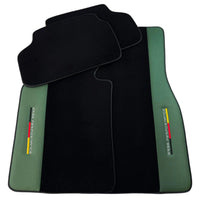 Black Floor Mats for BMW G61 (2023-2026) Touring with Green Leather ER56 Performance