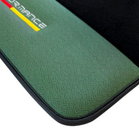 Black Floor Mats for BMW Gran Tourer F46 (2015-2022) 5 Seats with Green Leather ER56 Performance