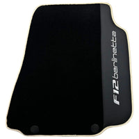 Black Floor Mats for Ferrari F12 Berlinetta (2012-2022) with Leather - AutoWin