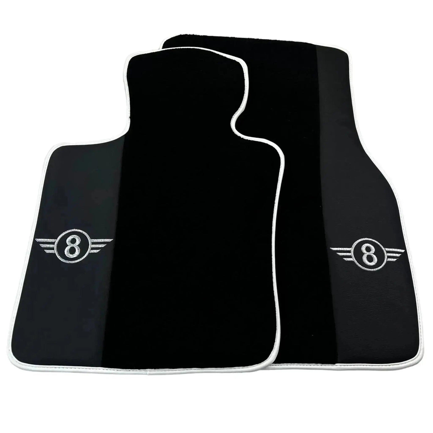 Black Floor Mats for Mini Cabrio R52 Convertible (2004-2009) with Leather | White Trim - AutoWin