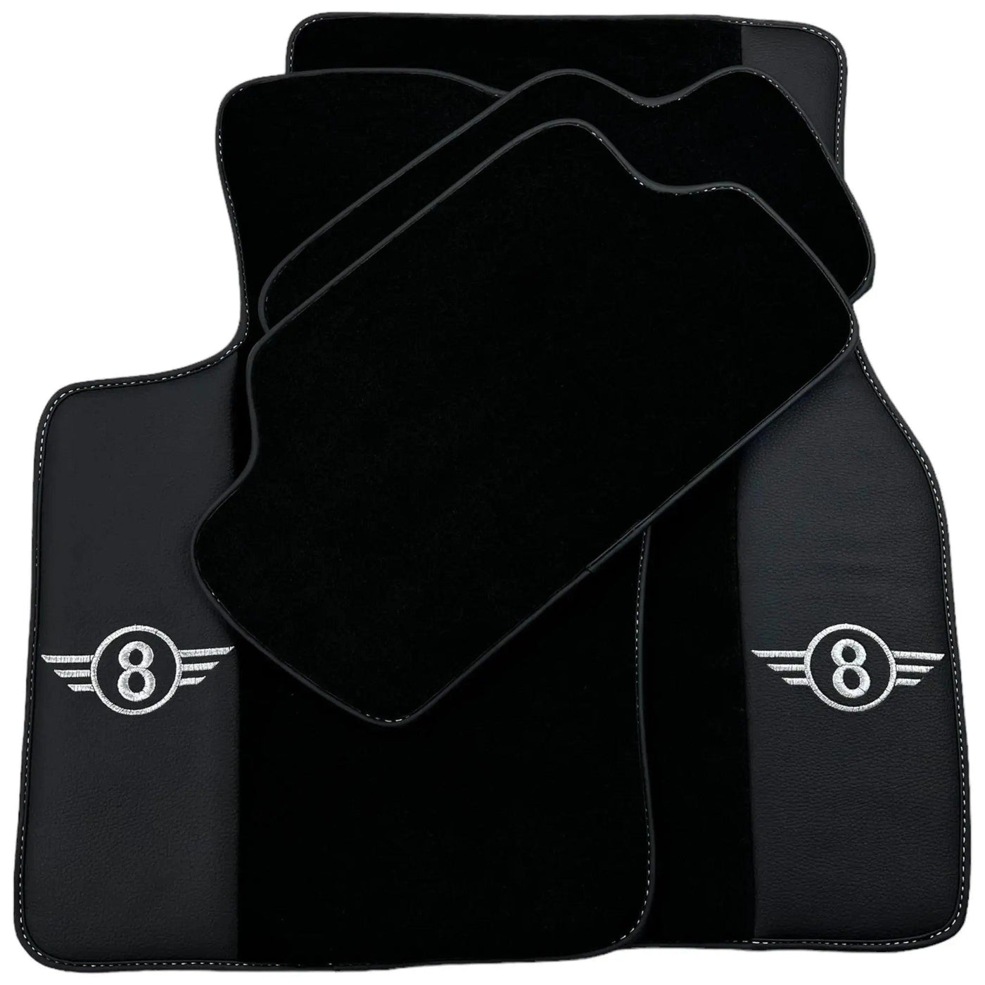 Black Floor Mats for Mini Cabrio R57 Convertible (2009-2016) with Leather - AutoWin