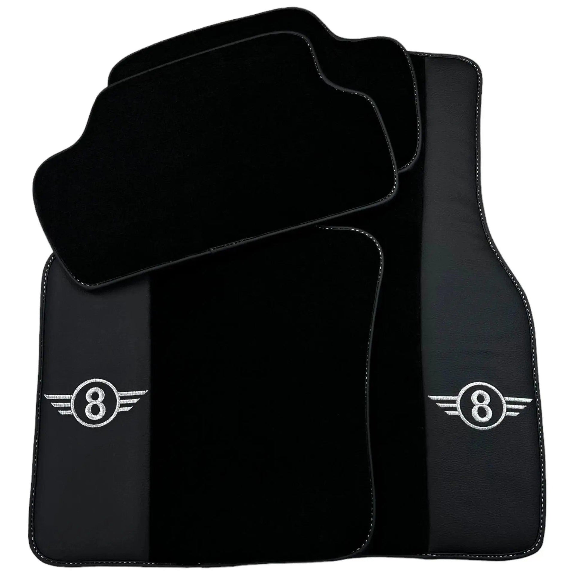 Black Floor Mats for Mini Cabrio R57 Convertible (2009-2016) with Leather - AutoWin