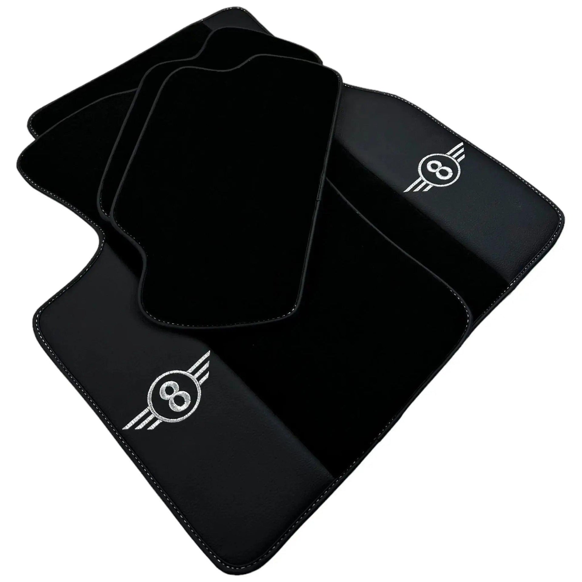 Black Floor Mats for Mini Clubman F54 (2019-2023) with Leather - AutoWin