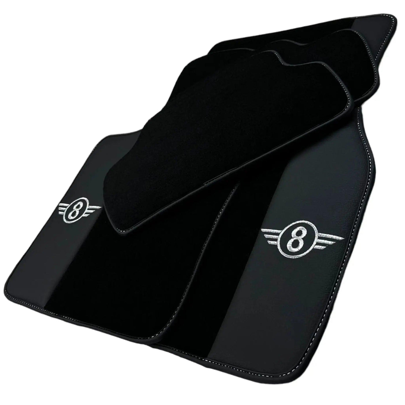 Black Floor Mats for Mini Clubman F54 (2019-2023) with Leather - AutoWin