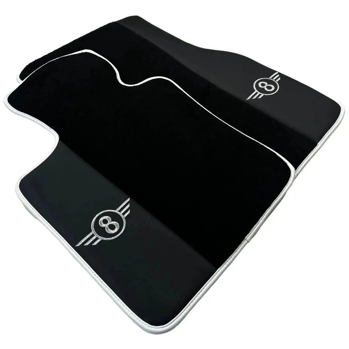 Black Floor Mats for Mini Clubman F54 (2019-2023) with Leather | White Trim - AutoWin