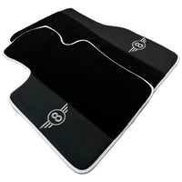Black Floor Mats for Mini Clubman F54 (2019-2023) with Leather | White Trim - AutoWin