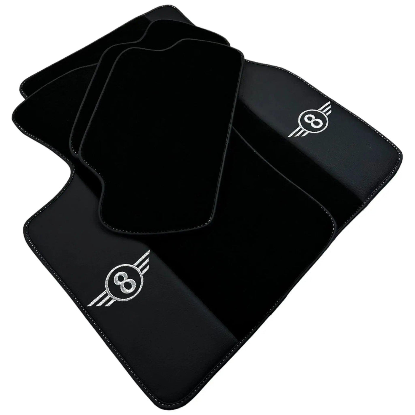 Black Floor Mats for Mini Countryman F60 (2017-2023) with Leather - AutoWin