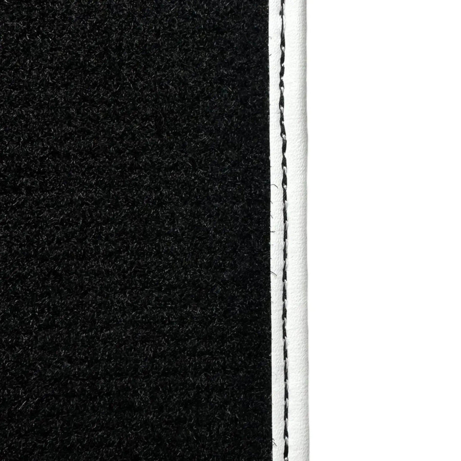 Black Floor Mats for Mini Countryman R60 (2010-2017) with Leather | White Trim - AutoWin