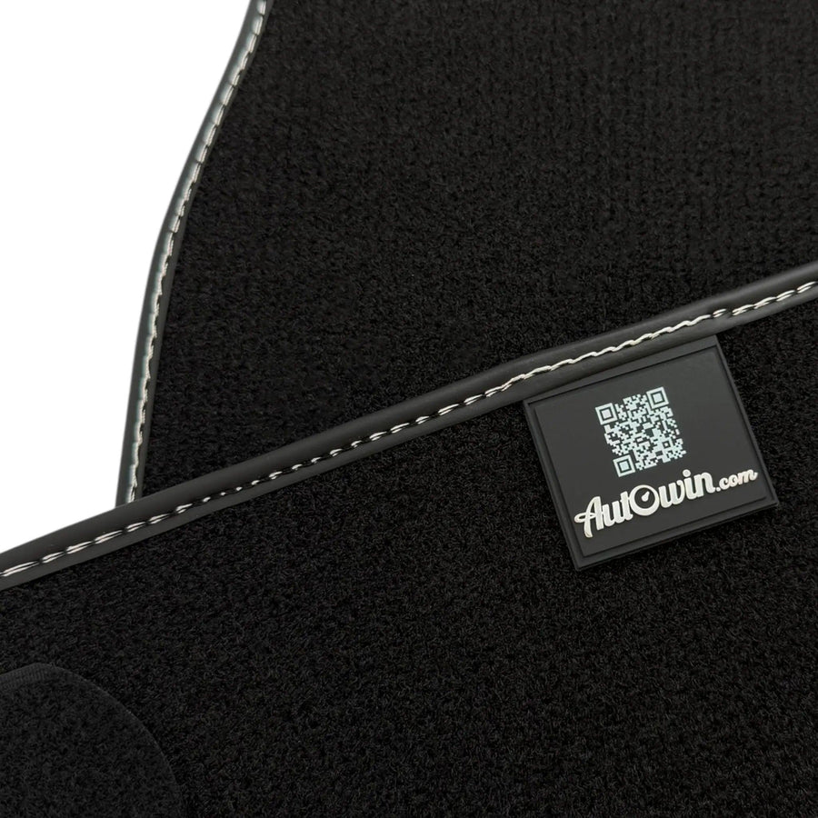 Black Floor Mats for Rolls Royce Cullinan (2018–2025) with Gray Leather Borders