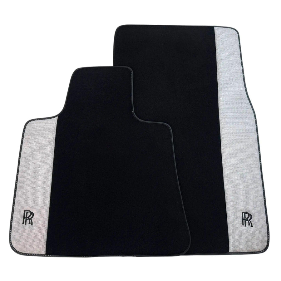 Black Floor Mats for Rolls Royce Cullinan (2018–2025) with Gray Leather Borders