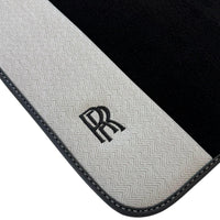 Black Floor Mats for Rolls Royce Ghost Series II (2021-2024) with Gray Leather Borders