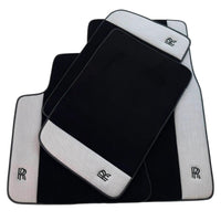 Black Floor Mats for Rolls Royce Ghost Series II (2021-2024) with Gray Leather Borders