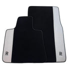 Black Floor Mats for Rolls Royce Ghost Series II (2021-2024) with Gray Leather Borders